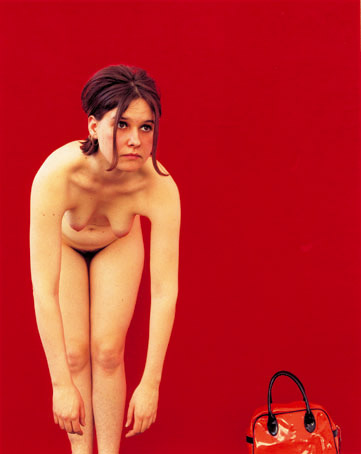 o.T. (rot/Tasche), 1996, 136 x 106,5 cm